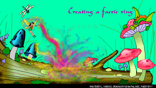 Faery creating a faerie ring while an entranced dragon looks on (hiphopfaeryrock midi, 37.1kb, plays once)